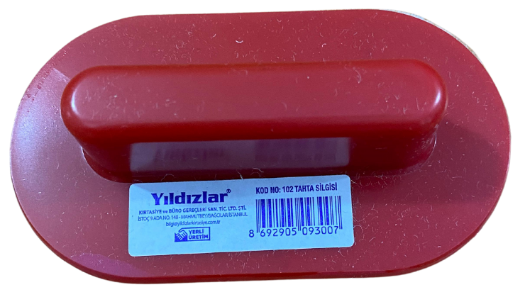 Yıldızlar Plastik saplı Tahta Silgisi - Kırmızı