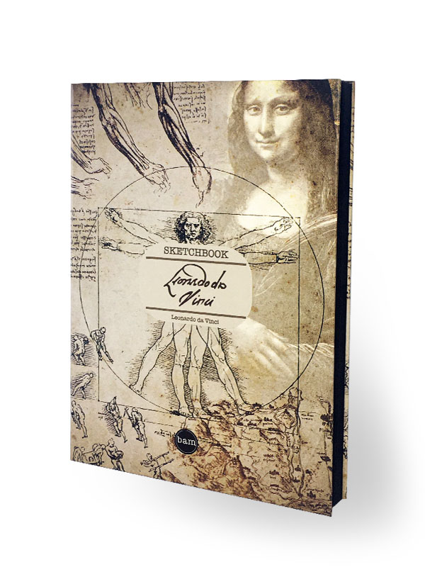 Bam 14,8x21 Lastikli Defter Siyah Yaprak-Leonardo Da Vinci