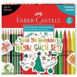 Faber Castell Yeni Yıl Renkleri 10 Kuru Boya 10 Keçeli Boya 20li