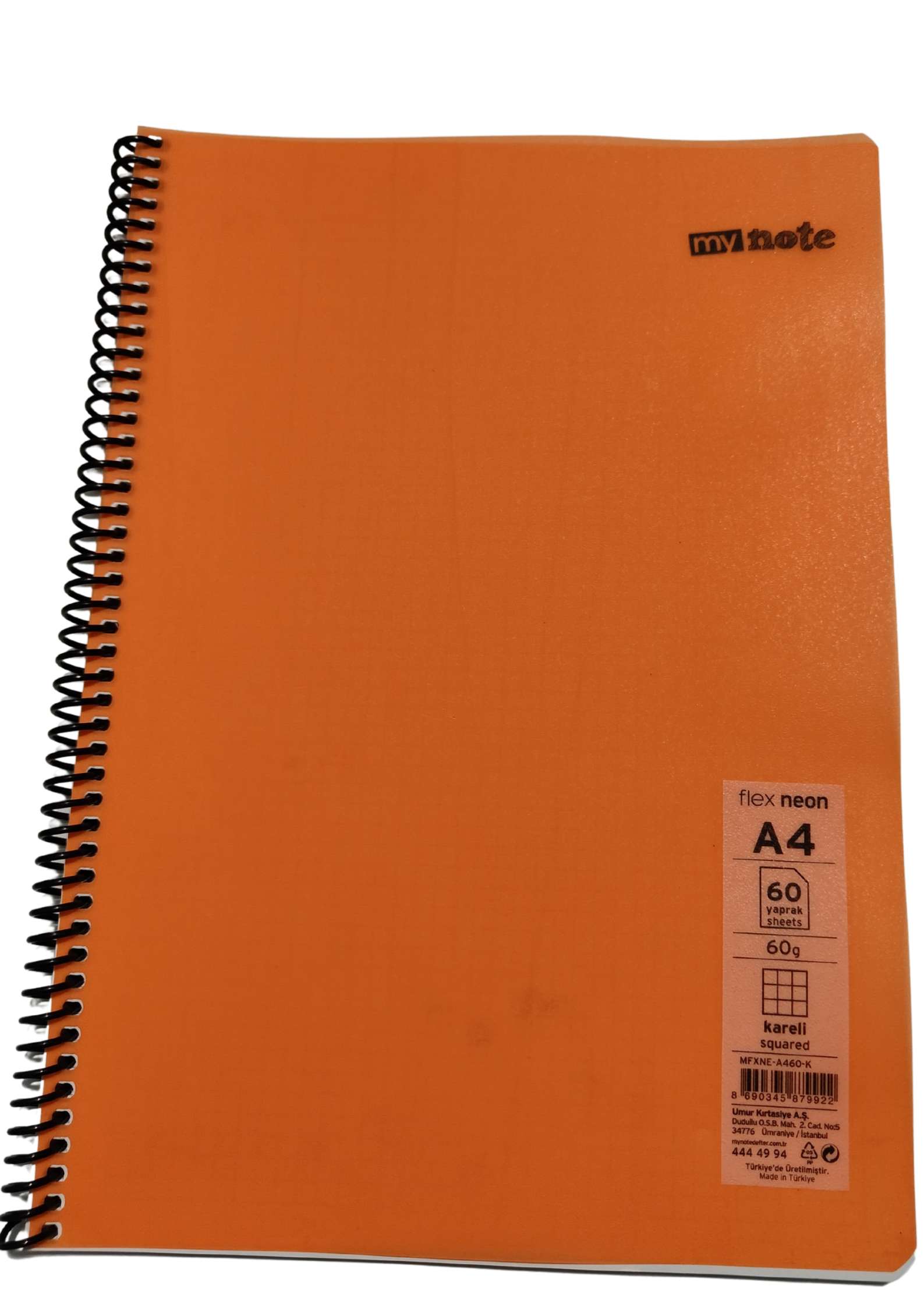 Mynote Flex Neo Defter A4 60 Yp Kareli - Turuncu