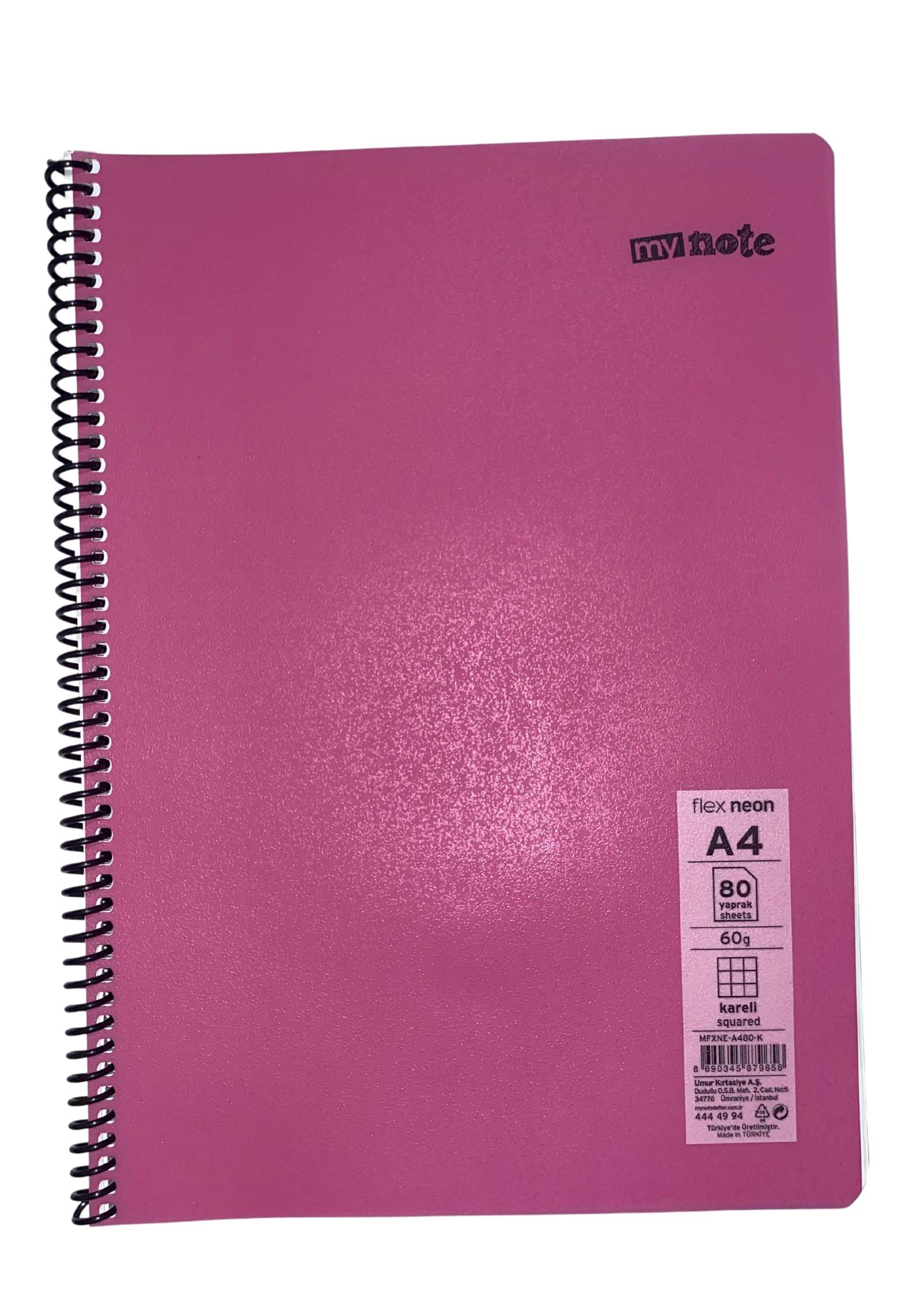 Mynote Flex Neo Defter A4 80 Yp Kareli - Pembe