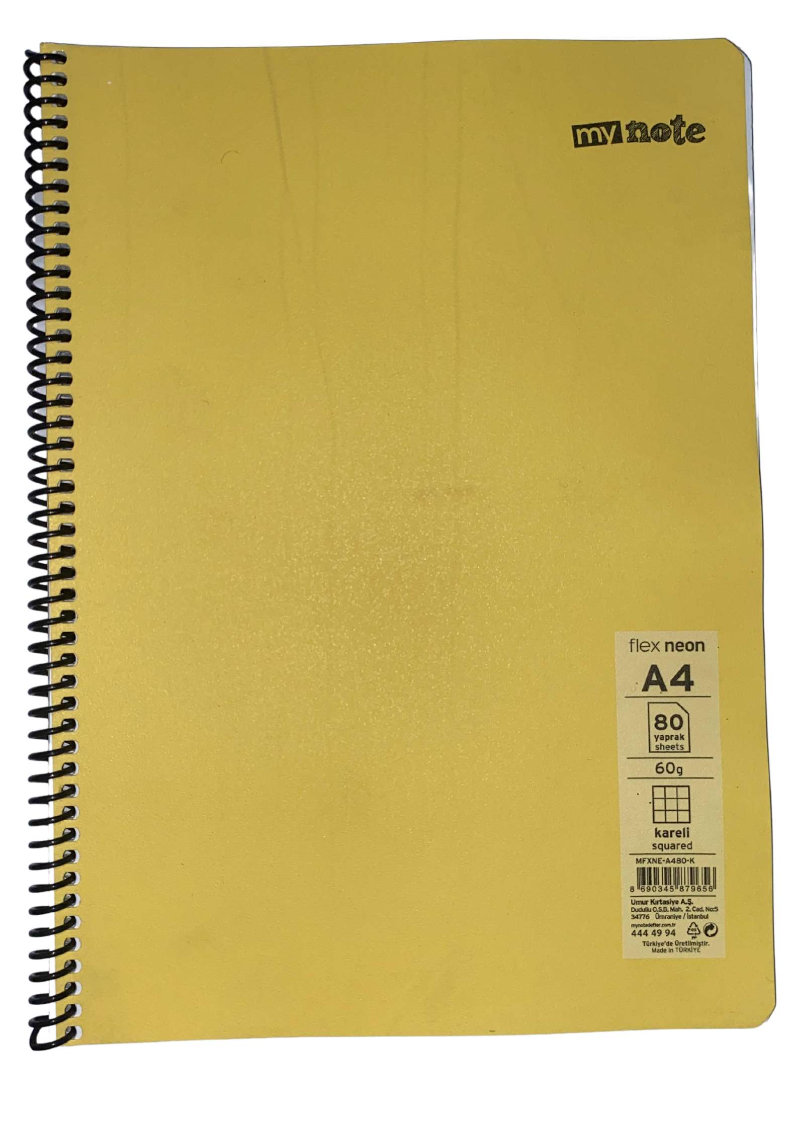 Mynote Flex Neo Defter A4 80 Yp Kareli - Sarı