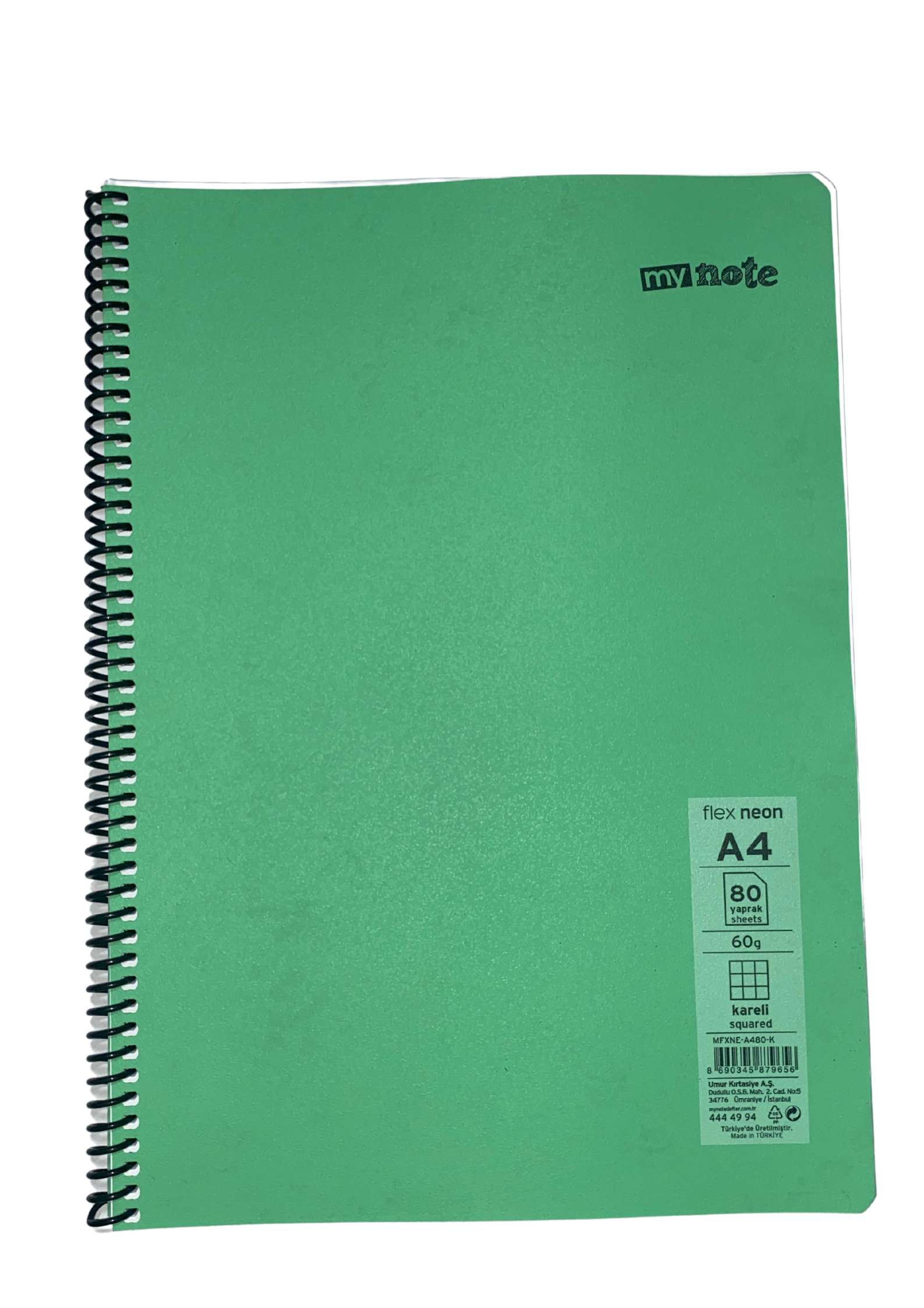 Mynote Flex Neo Defter A4 80 Yp Kareli - Yeşil