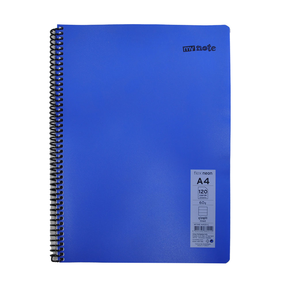 Mynote Flex Neon Defter A4 120yp Çizgili - Lacivert