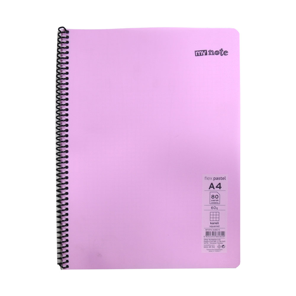 Mynote Flex Pastel Defter A4 80 Yp Kareli - Pembe