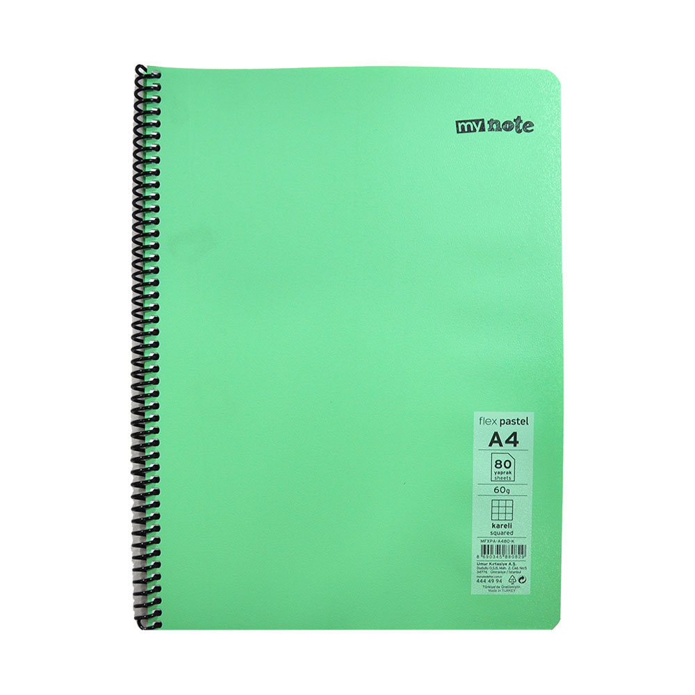 Mynote Flex Pastel Defter A4 80 Yp Kareli - Yeşil