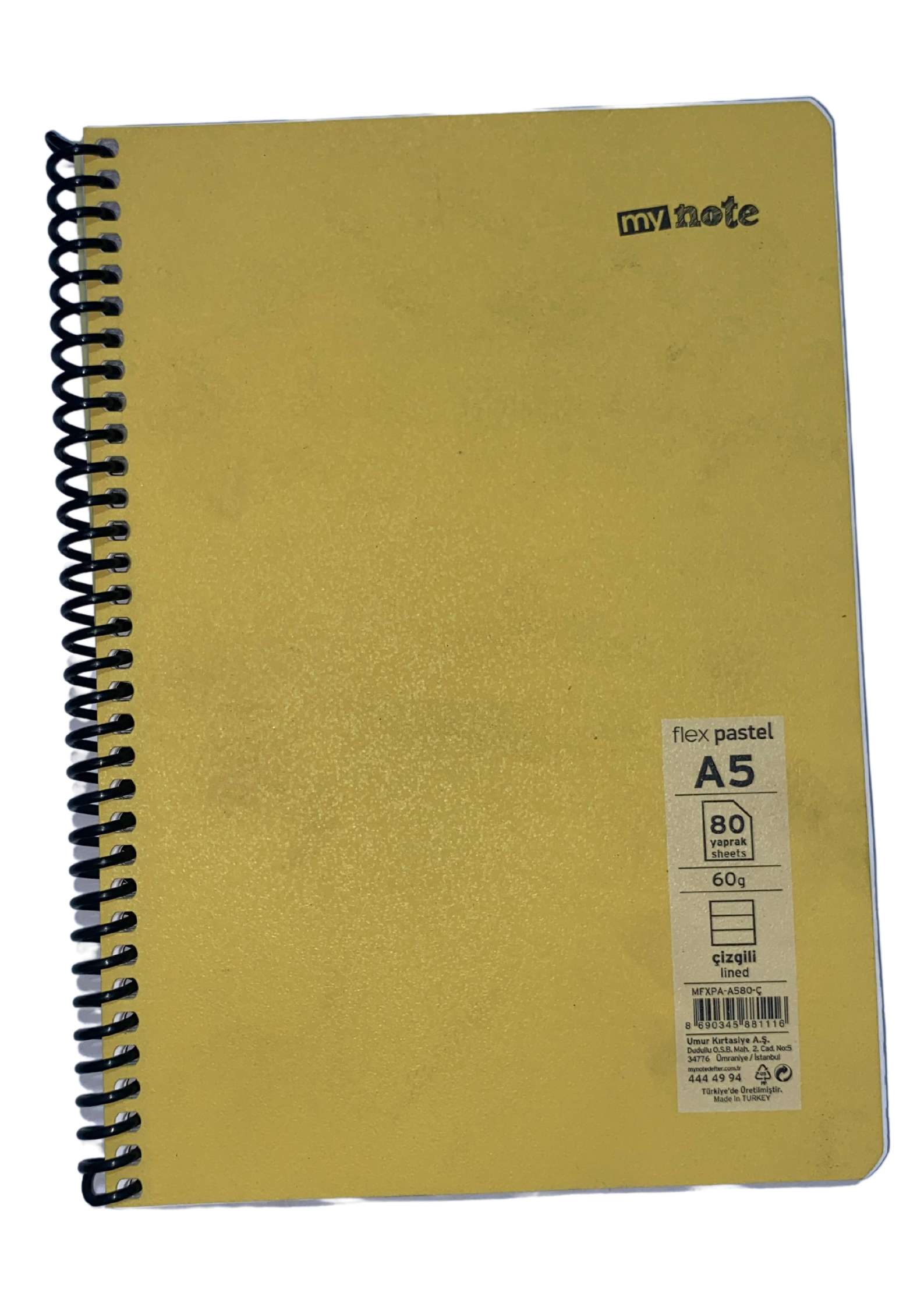 Mynote Flex Pastel A5 Defter Çizgili 80 yp - A580-Ç - Sarı