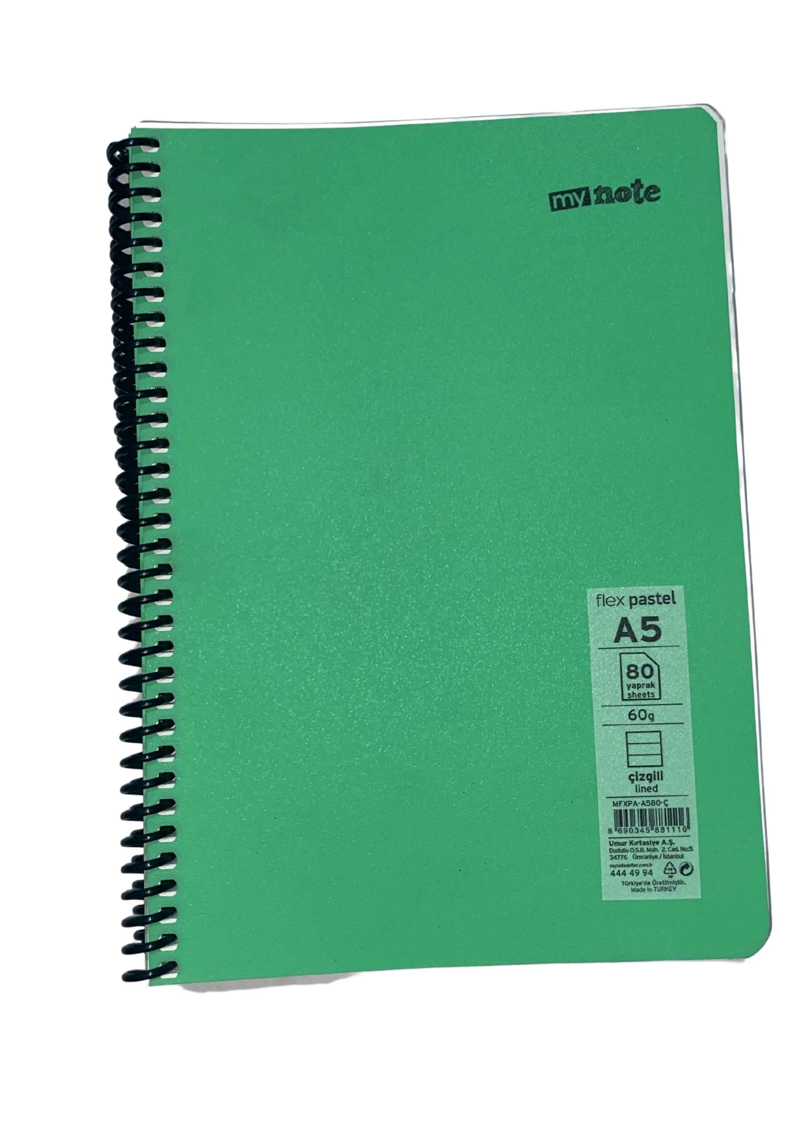 Mynote Flex Pastel A5 Defter Çizgili 80 yp - A580-Ç - Yeşil