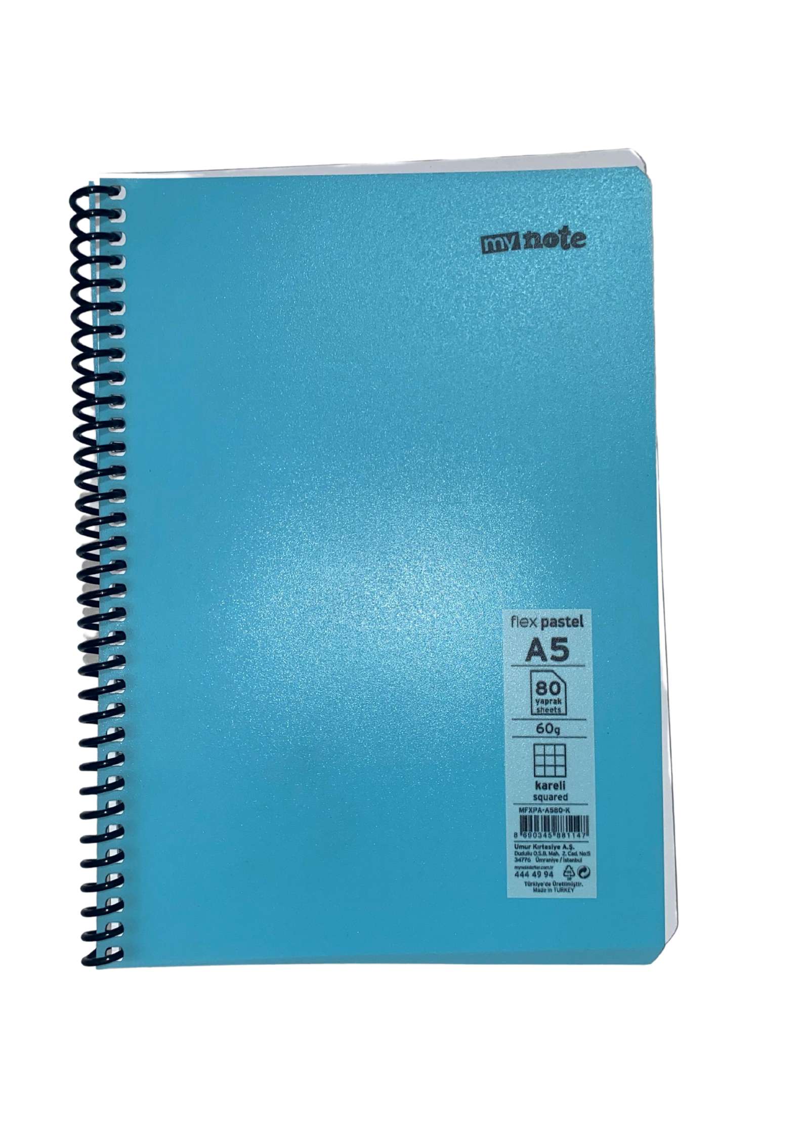 mynote FLEX PASTEL Defter A5 80 yp Kareli - Mavi