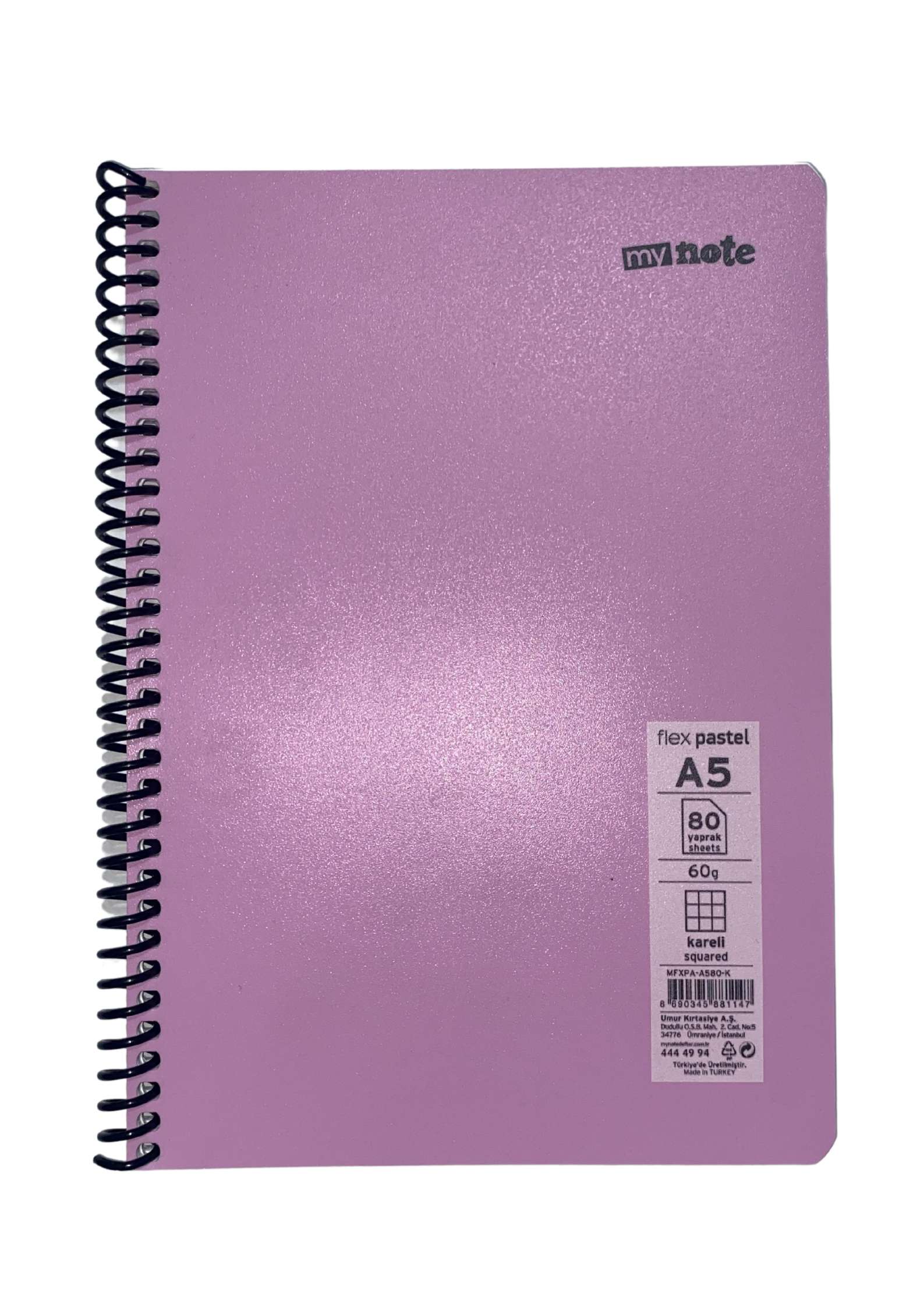 mynote FLEX PASTEL Defter A5 80 yp Kareli - Pembe