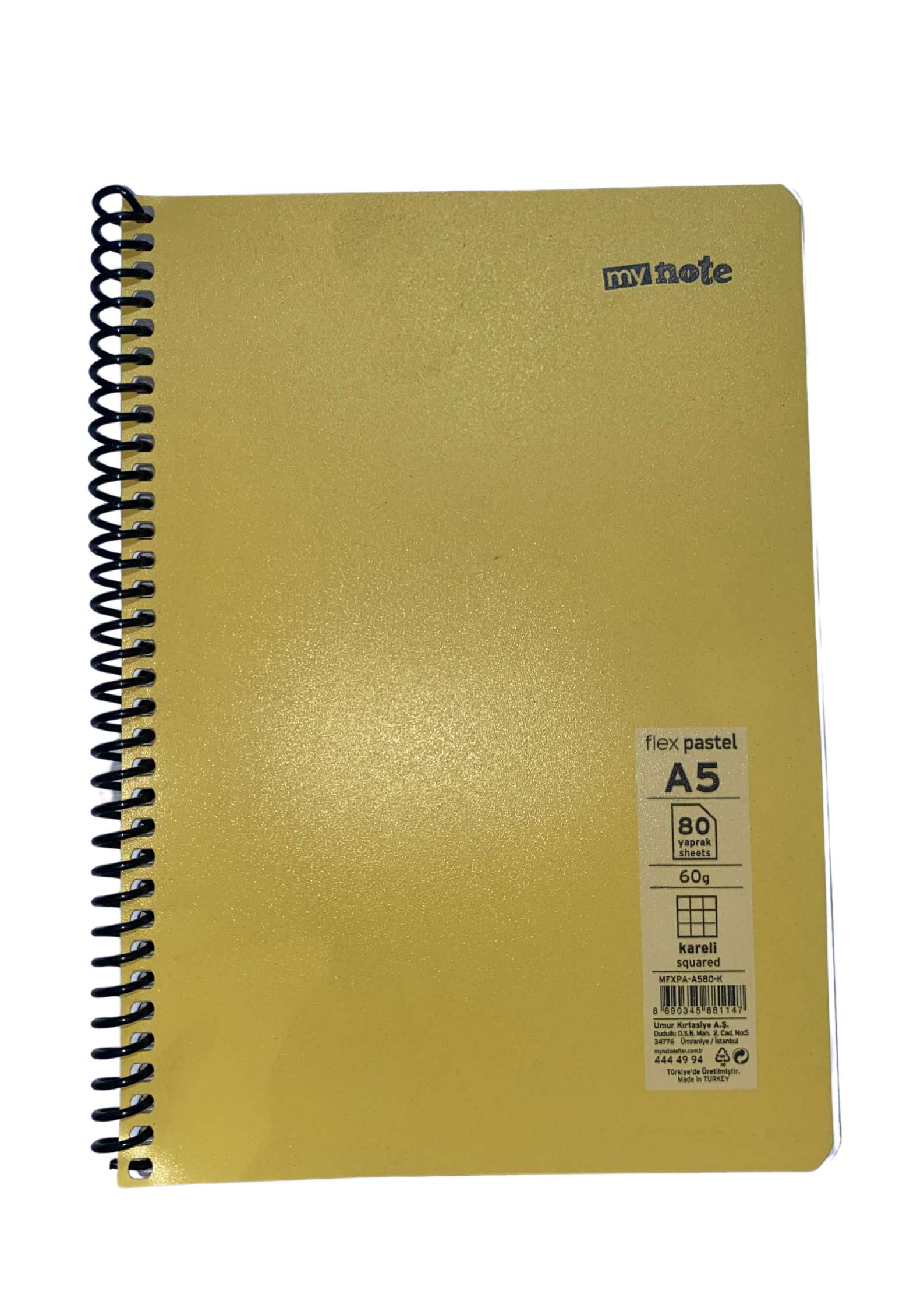 mynote FLEX PASTEL Defter A5 80 yp Kareli - Sarı