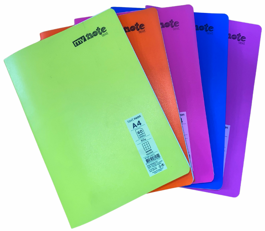 Mynote Text Neon Defter A4 60 Yp Kareli