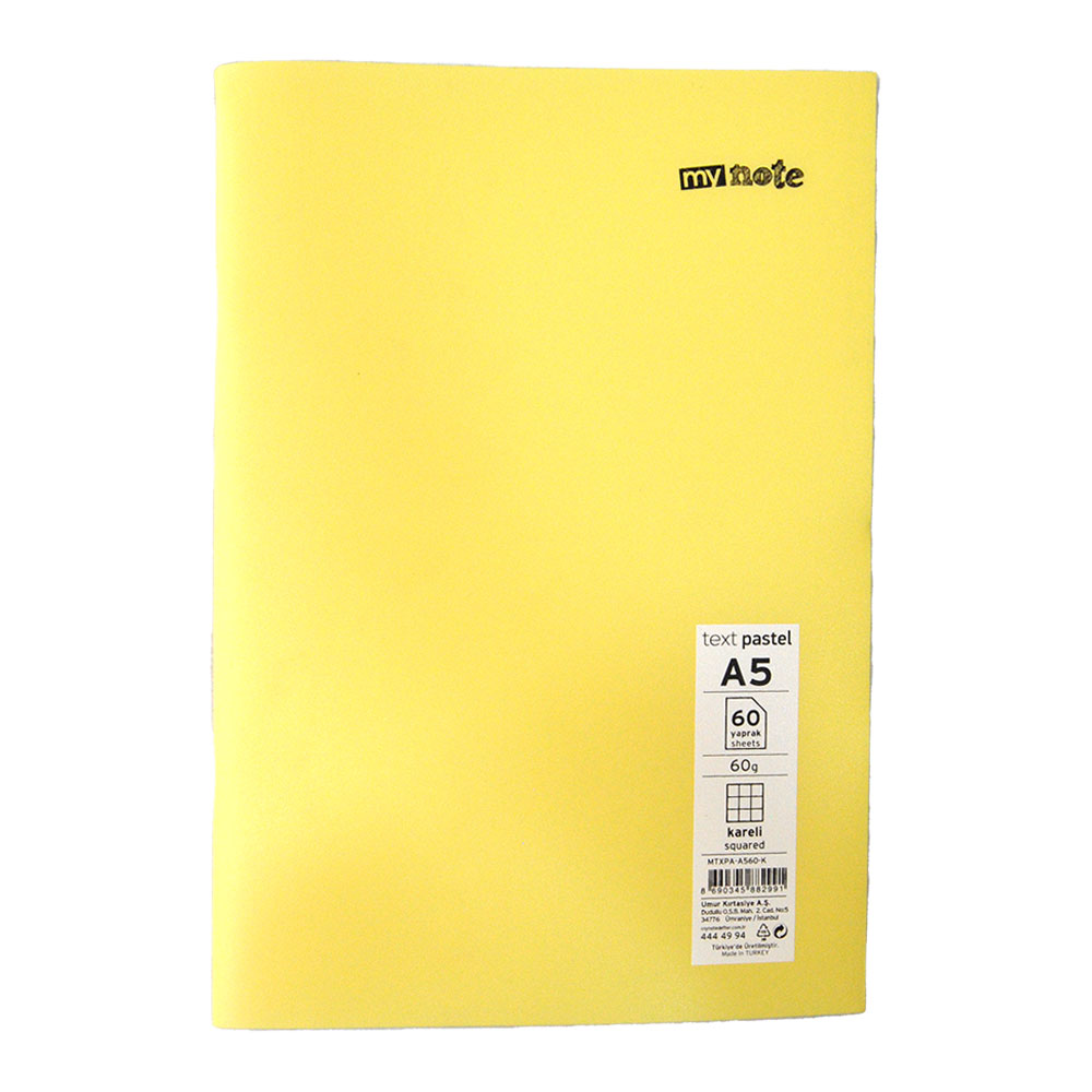 Mynote Text Pastel Defter A5 60yp Kareli - Sarı