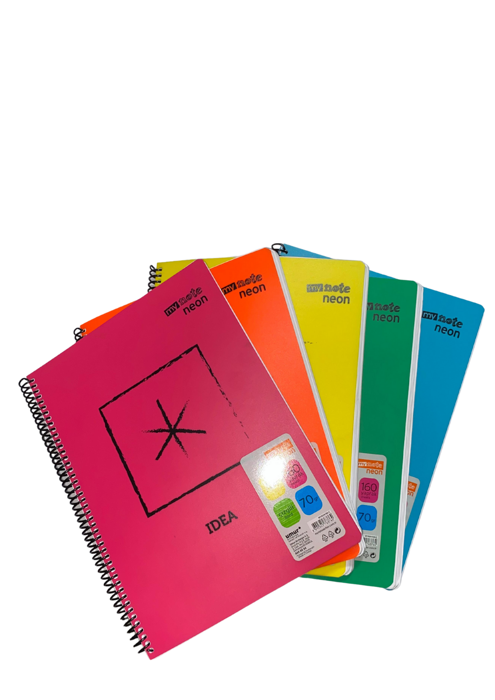 Mynote Neon Defter 160yp A4 Çizgili