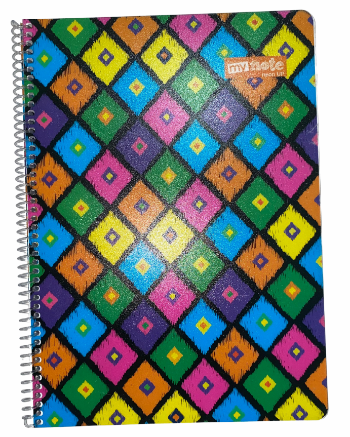 Mynote Neon Defter A4 80yp Çizgisiz - Renkli Şeritler