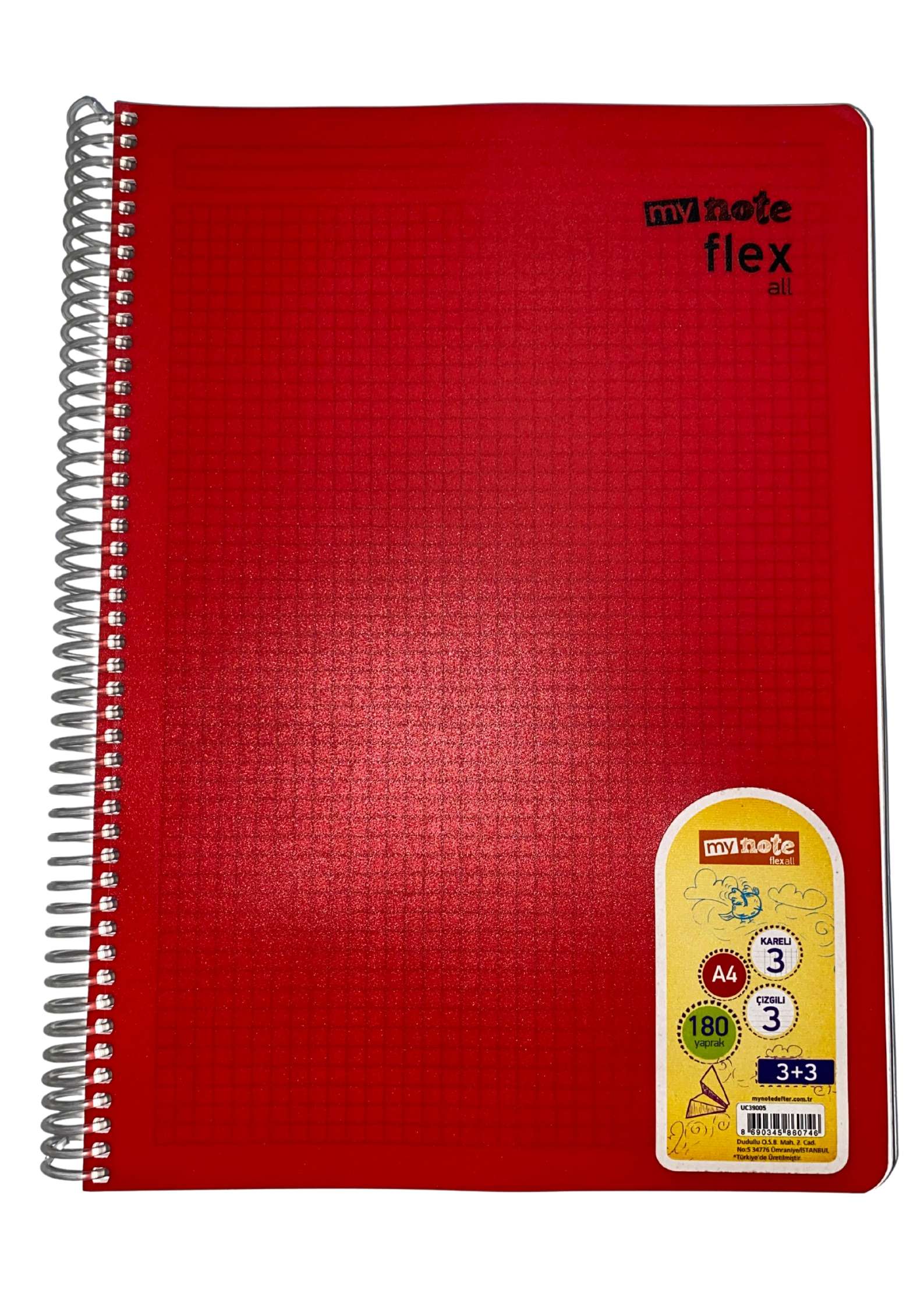 Mynote Flex All 3K+3Ç A4 180yp Defter - Kırmızı