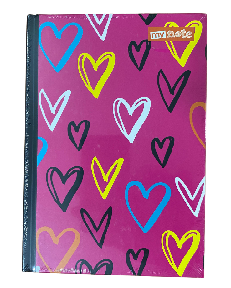 Mynote Neon Sert Kapak Defter 14x20 96yp Çizgili - Pembe - Kalp