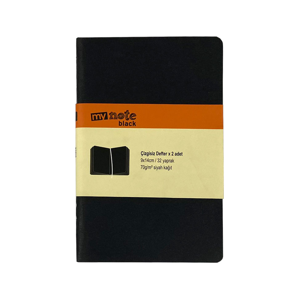 Mynote Case 9x14 32yp 2li Defter Siyah Yaprak Çizgisiz