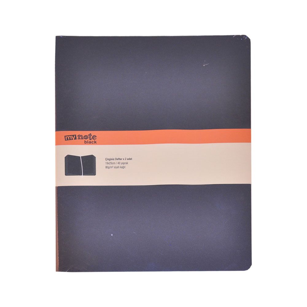 Mynote Black 19x25 40yp 2 li Çizgisiz Siyah Yaprak Defter