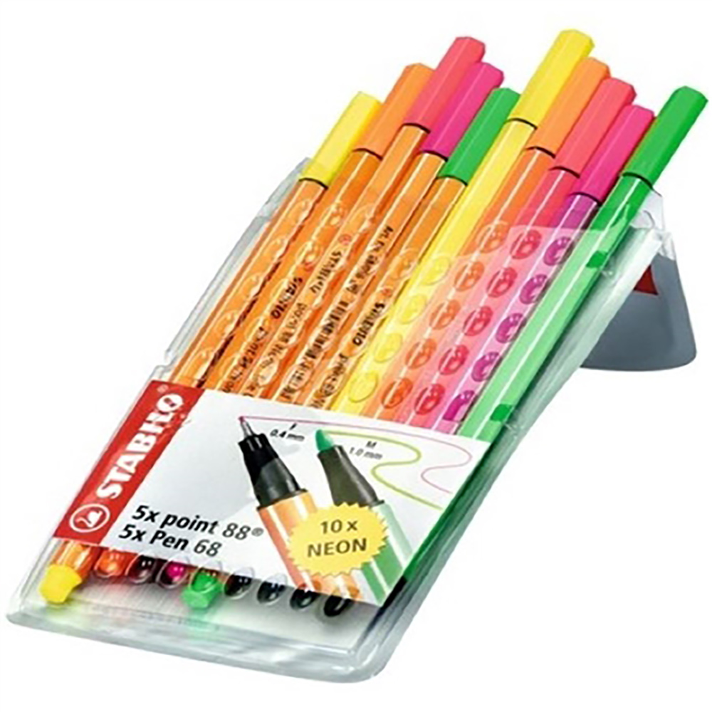 Stabilo Fineliner Point 88&Pen 68 Neon 10lu Set