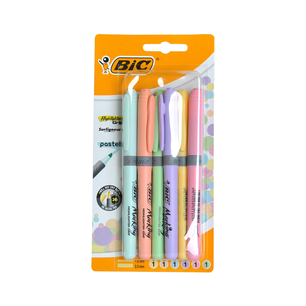 Bic Marking Highlighter Grip Pastel 6 lı