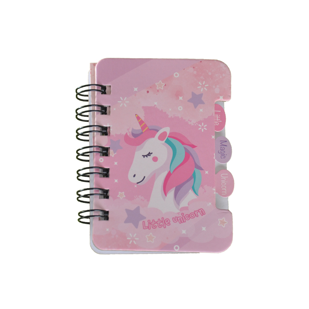 Mikro Desenli Ayraçli Not Defteri Telli Çizgili - NT-03 - Little Magic Unicorn Pembe - A7 - 60 Yp