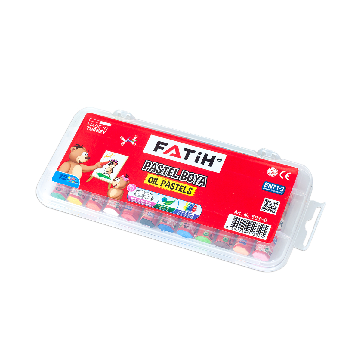 Fatih Pastel Boya 12 Renk King Size (Çantalı)