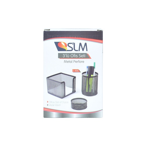 Slm 3 Lü Ofis Seti Metal Perfore E-400 Siyah