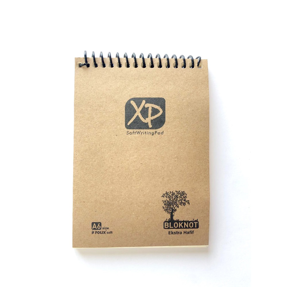 XP A6 Kraft Karton Kapak 60 yp. Ekstra Hafif Spiralli Bloknot Çizgili