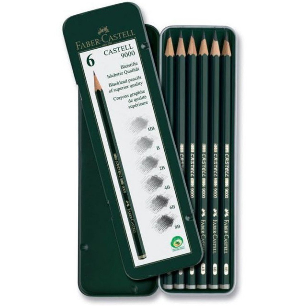 Faber Castell Castell 9000 Grafit Kalemi 6'Lı Metal Kutu