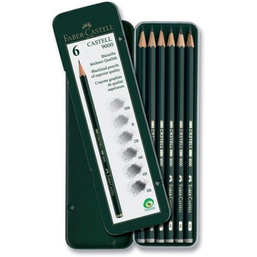 Faber Castell Castell 9000 Grafit Kalemi 6'Lı Metal Kutu