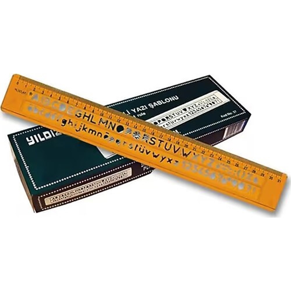 Yıldızlar 31 Cm Sayı Ve Harf Şablonlu Plastik Cetvel
