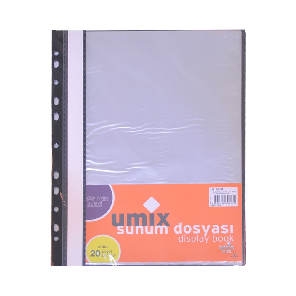 Umix Delikli Sunum Dosyası Siyah 20li