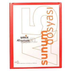 Umix Önden Cepli Sunum Dosyası A5 Kırmızı 40lı