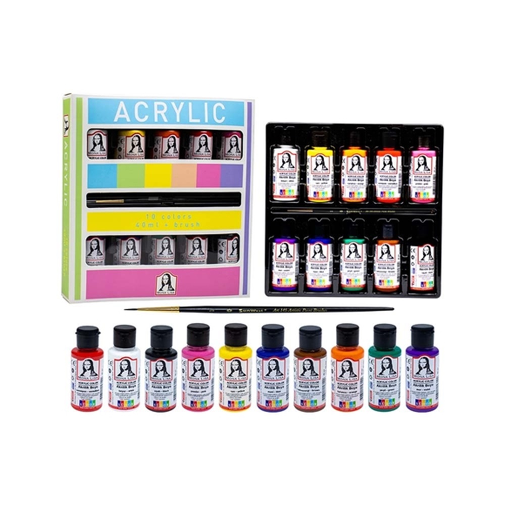 Monalisa Akrilik Boya 10 Renk 40 ml - Fırça Hediyeli