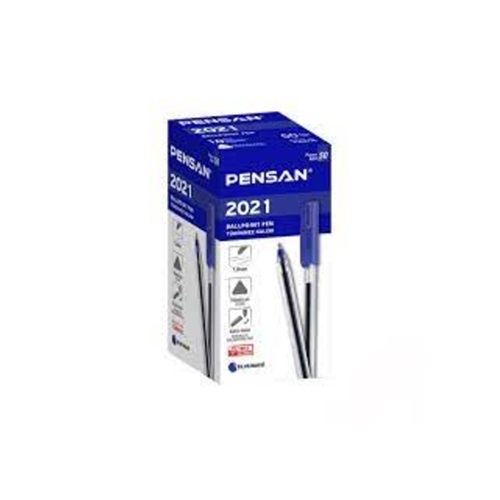 Pensan Şeffaf Üçgen 2021 Tükenmez Kalem Mavi 50 li