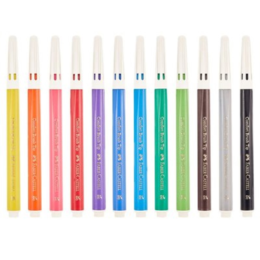 Faber Castell Comfort Keçeli Kalem Plastik Gövdeli Fırça Uç 12 li